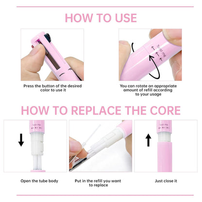 HOSAILY 4 in 1 Makeup Pen, 4 Colors Eyeliner Eyebrow Lip Liner Highlighter All in One Beauty Pen, Waterproof Long-Lasting Multifunctional Travel Portable Makeup Pen with 4 Replacement Refill