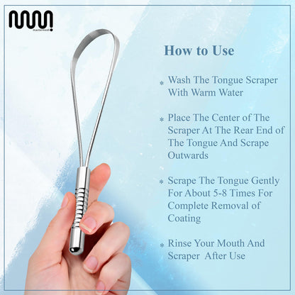 MasterMedi Tongue Cleaner Tongue Scraper Surgical Grade Stainless Steel Tongue Brush Dental Kit Professional Eliminate Bad Breath With Non-synthetic Grip (Family Pack (4 pcs)