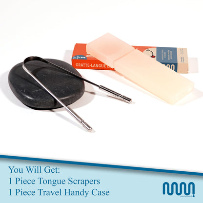 MasterMedi Tongue Cleaner Tongue Scraper Surgical Grade Stainless Steel Tongue Brush Dental Kit Professional Eliminate Bad Breath With Non-synthetic Grip (Family Pack (4 pcs)
