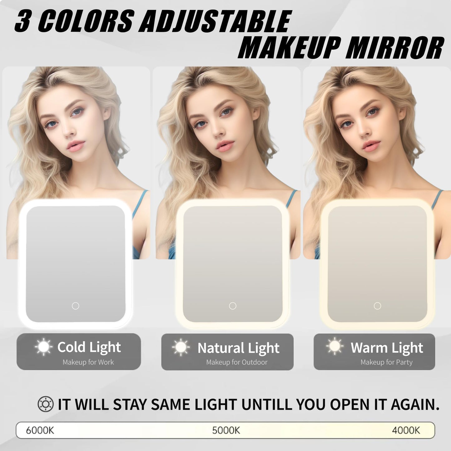 LED Makeup Bag with Mirror, Lighted Cosmetic Case with Natural Light, Adjustable Brightness and Soft Lighting, Travel Organizer with Compartments for Women(Pink)