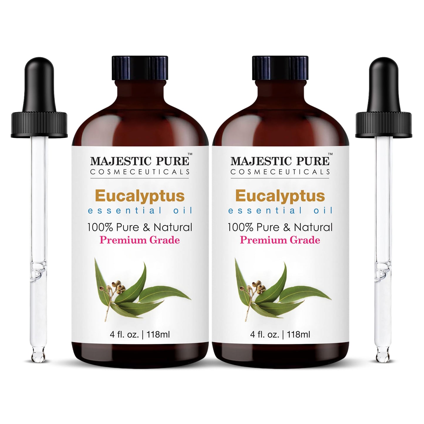 Majestic Pure Essential Oil with Glass Dropper - 100% Pure and Natural - Essential Oils for Diffuser, Aromatherapy, Soap and Candle Making, Tea Tree Essential Oil, Tea Tree Oil, 4 Fl Oz