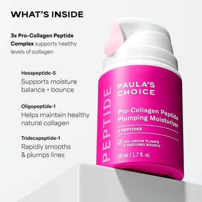 Paula's Choice Pro-Collagen Peptide Plumping Face Moisturizer, Daily Gel Face Cream for Deep Lightweight Hydration, Wrinkles & Loss of Firmness, Fragrance-Free, 1.7 Fl Oz