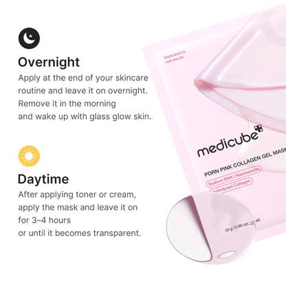 medicube Jelly Gel Mask with Salmon DNA PDRN Pink Collagen | Overnight Face Mask for Glass Glow Skin | Elasticity, Hydrating, Firming and Moisturizing | Korean Skincare, 28g x 4ea