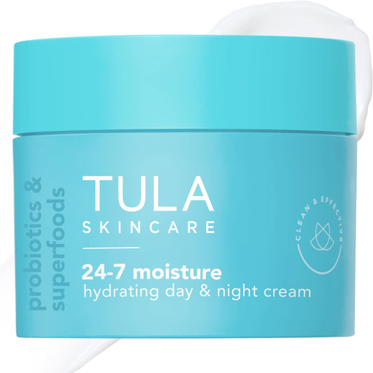 TULA Skincare 24-7 Hydrating Day & Night Cream, Anti-Aging Face Moisturizer for Dryness & Dullness with Prebiotic Extracts & Hyaluronic Acid