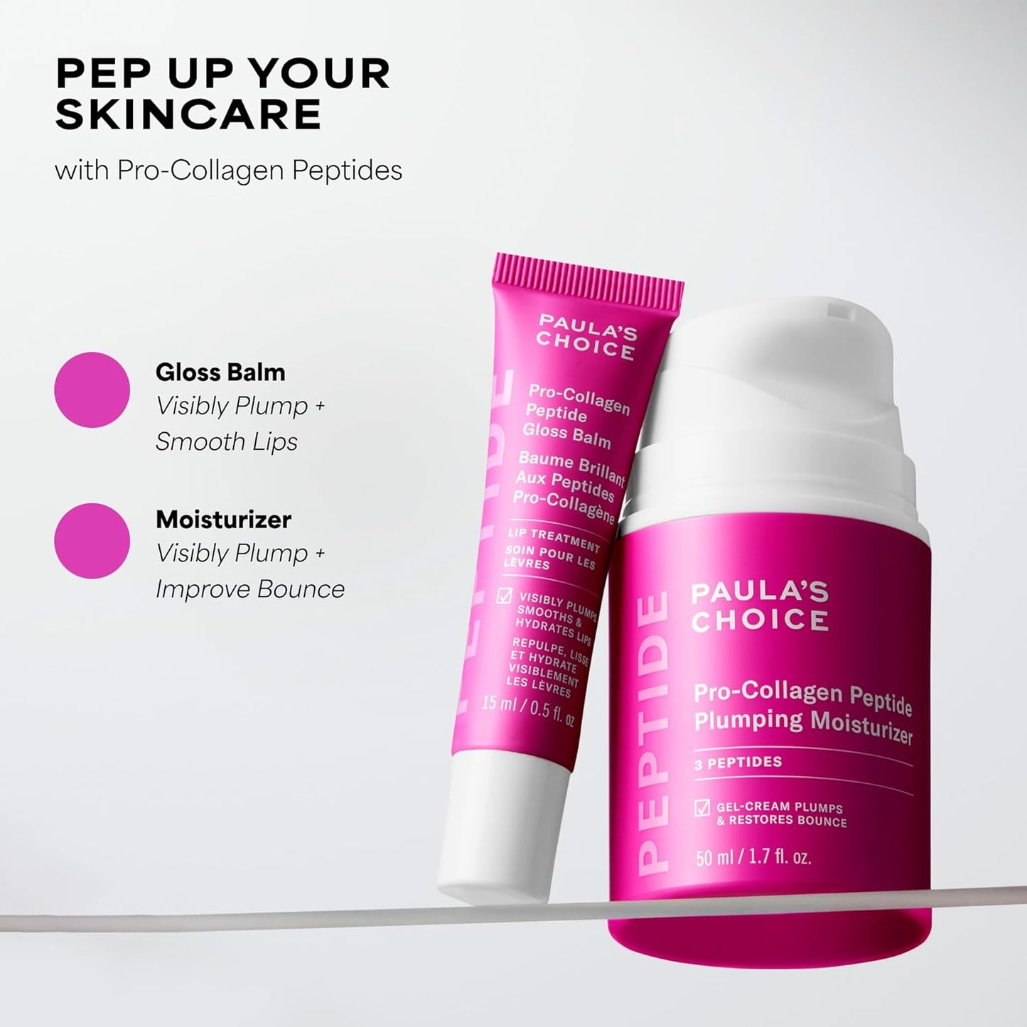Paula's Choice Pro-Collagen Peptide Plumping Face Moisturizer, Daily Gel Face Cream for Deep Lightweight Hydration, Wrinkles & Loss of Firmness, Fragrance-Free, 1.7 Fl Oz