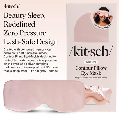 Kitsch Contour Pillow Eye Mask – Softer Than Silk Eye Masks for Sleep, Blindfold Sleep Masks for Women & Men, No Eye Pressure, Lightweight, Eye Care, Travel Essentials - Blush