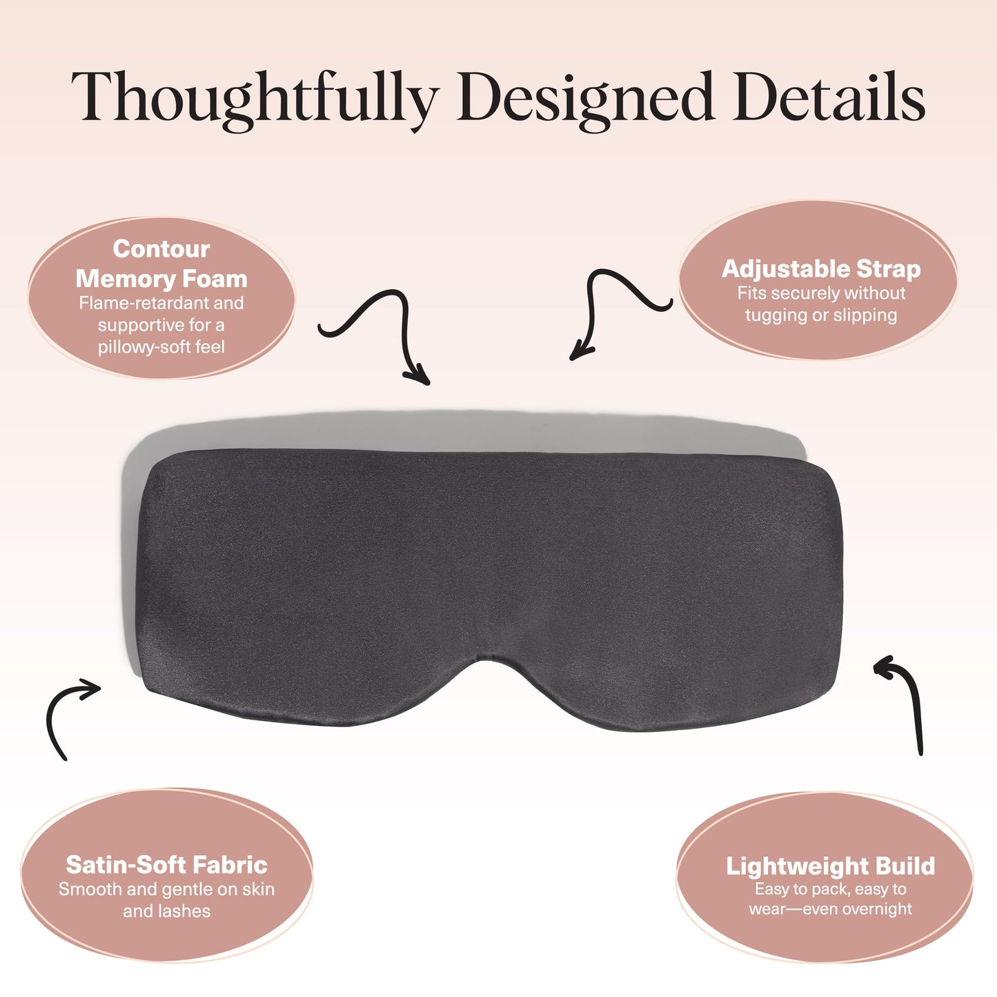 Kitsch Contour Pillow Eye Mask – Softer Than Silk Eye Masks for Sleep, Blindfold Sleep Masks for Women & Men, No Eye Pressure, Lightweight, Eye Care, Travel Essentials - Blush