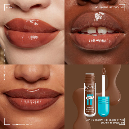 NYX PROFESSIONAL MAKEUP Lip IV Hydrating Glossy Lip Stain with 12HR Hydration - Drippin In Rose (Pink)