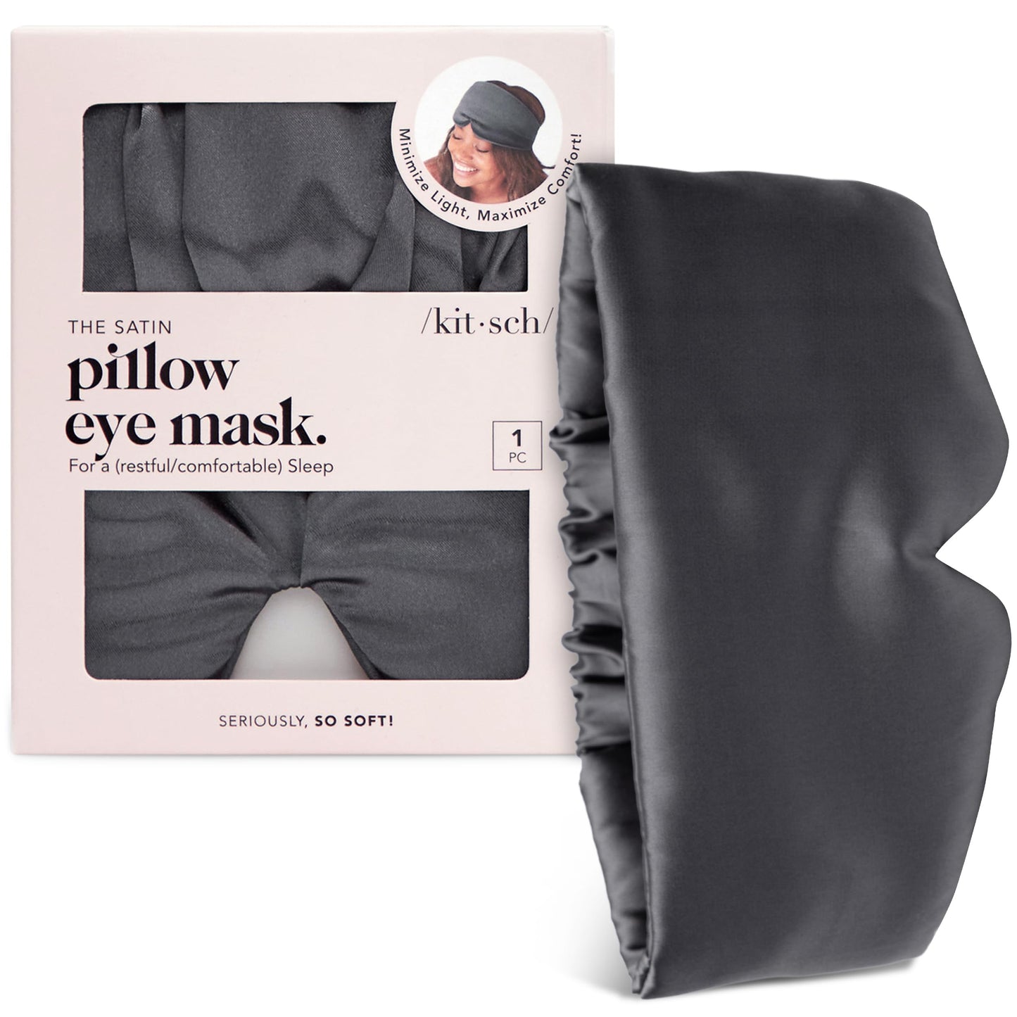 Kitsch Contour Pillow Eye Mask – Softer Than Silk Eye Masks for Sleep, Blindfold Sleep Masks for Women & Men, No Eye Pressure, Lightweight, Eye Care, Travel Essentials - Blush