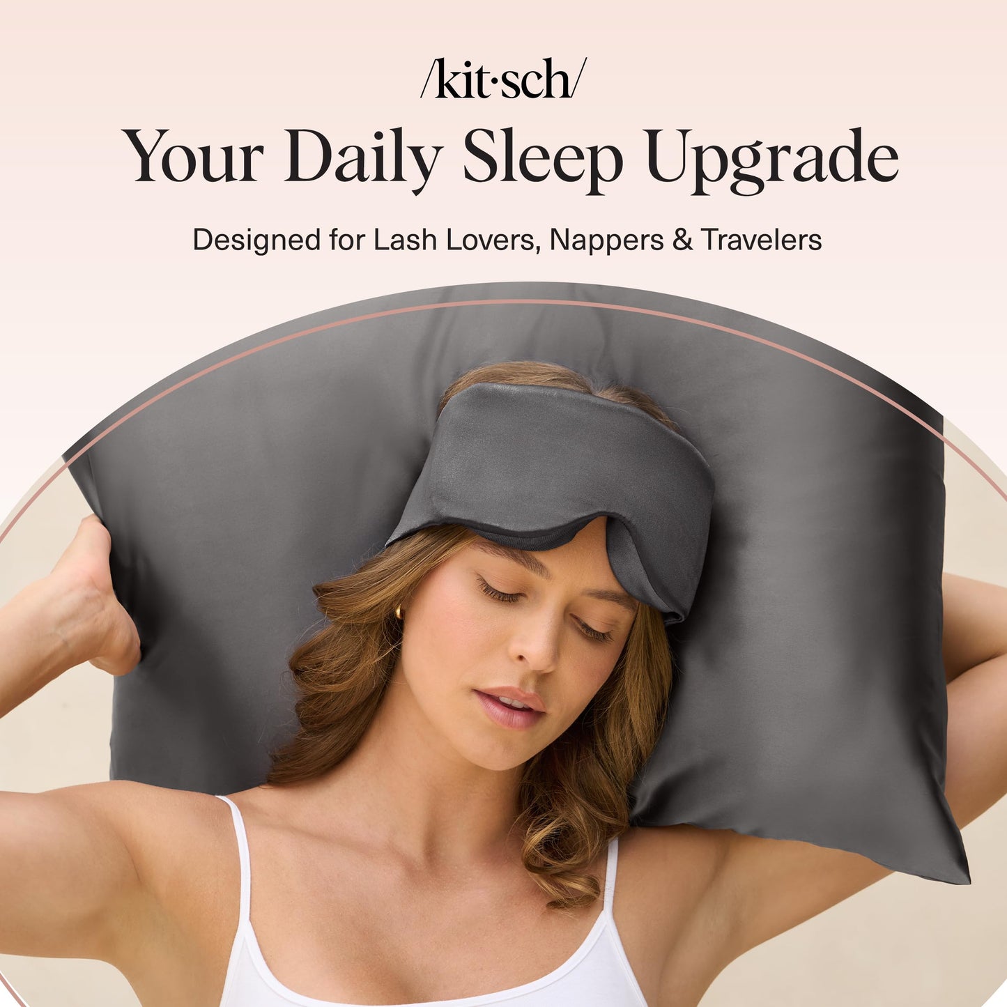 Kitsch Contour Pillow Eye Mask – Softer Than Silk Eye Masks for Sleep, Blindfold Sleep Masks for Women & Men, No Eye Pressure, Lightweight, Eye Care, Travel Essentials - Blush