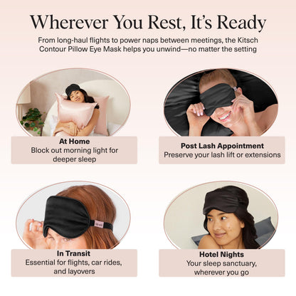 Kitsch Contour Pillow Eye Mask – Softer Than Silk Eye Masks for Sleep, Blindfold Sleep Masks for Women & Men, No Eye Pressure, Lightweight, Eye Care, Travel Essentials - Blush