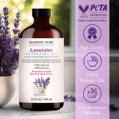 Majestic Pure Essential Oil with Glass Dropper - 100% Pure and Natural - Essential Oils for Diffuser, Aromatherapy, Soap and Candle Making, Tea Tree Essential Oil, Tea Tree Oil, 4 Fl Oz
