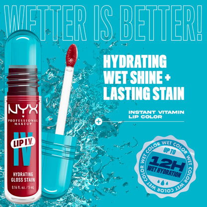 NYX PROFESSIONAL MAKEUP Lip IV Hydrating Glossy Lip Stain with 12HR Hydration - Drippin In Rose (Pink)