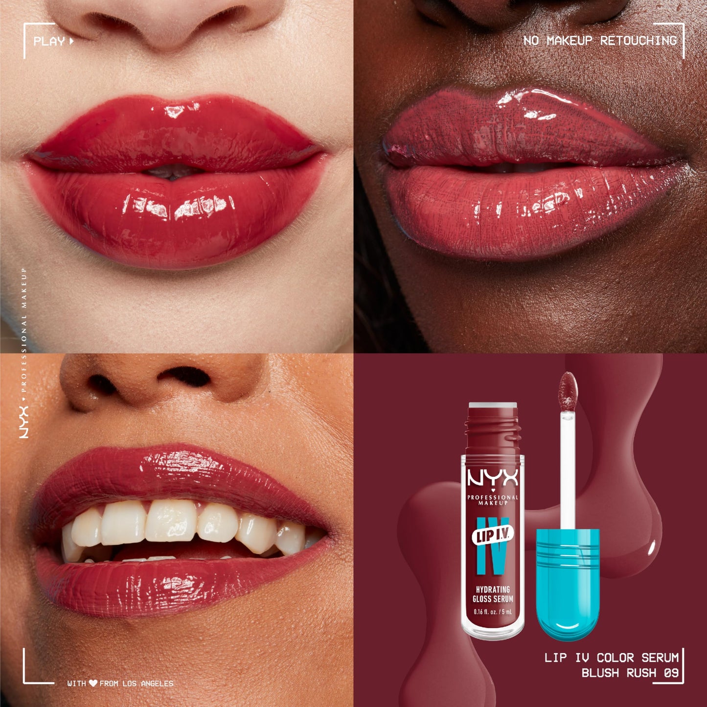 NYX PROFESSIONAL MAKEUP Lip IV Hydrating Glossy Lip Stain with 12HR Hydration - Drippin In Rose (Pink)
