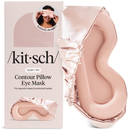 Kitsch Contour Pillow Eye Mask – Softer Than Silk Eye Masks for Sleep, Blindfold Sleep Masks for Women & Men, No Eye Pressure, Lightweight, Eye Care, Travel Essentials - Blush