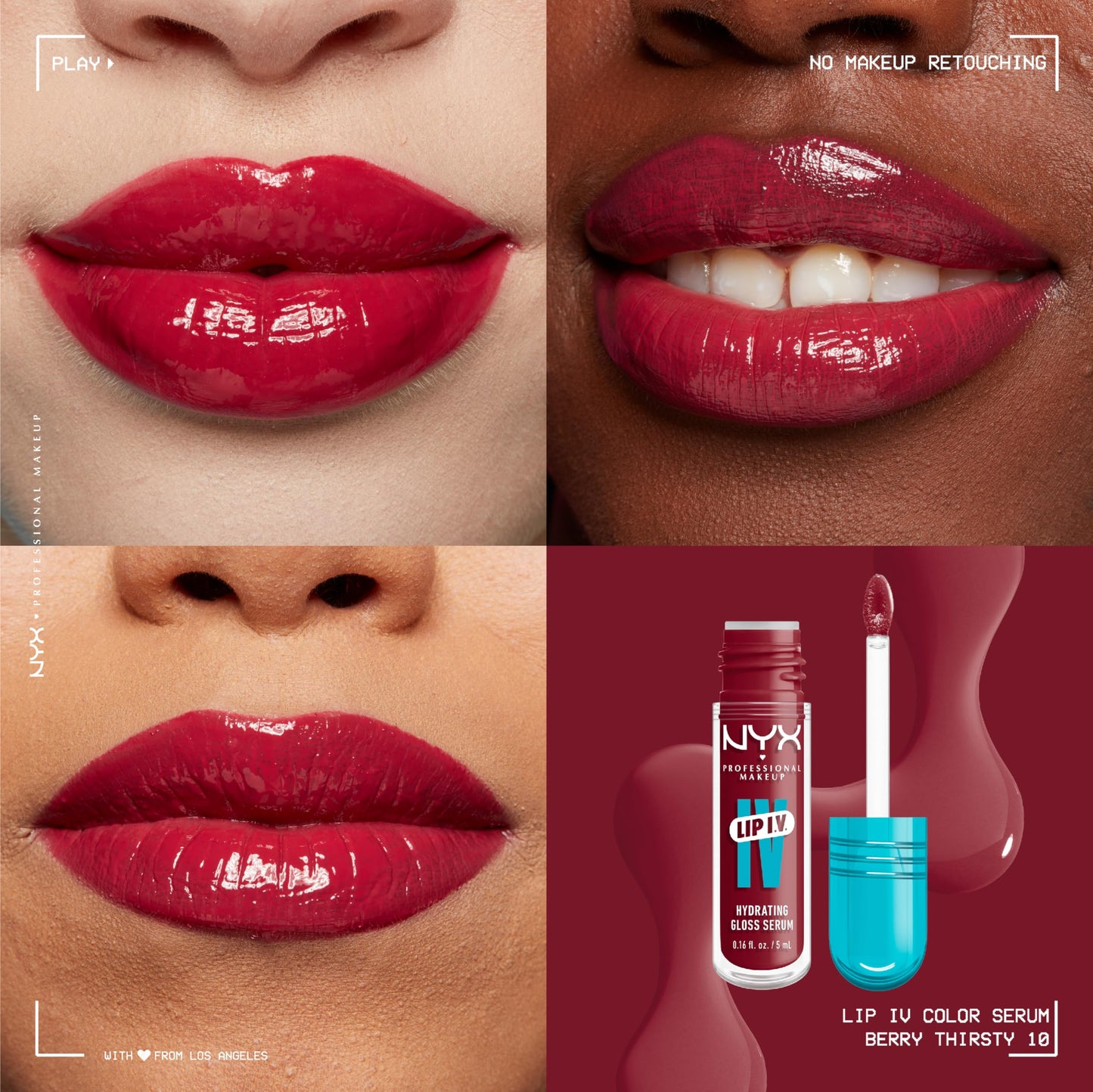 NYX PROFESSIONAL MAKEUP Lip IV Hydrating Glossy Lip Stain with 12HR Hydration - Drippin In Rose (Pink)